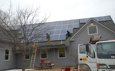 The full array of solar panels at Huston & Company Fine Furniture