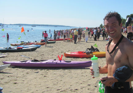 Saer Huston after finishing the Peaks to Portland swim