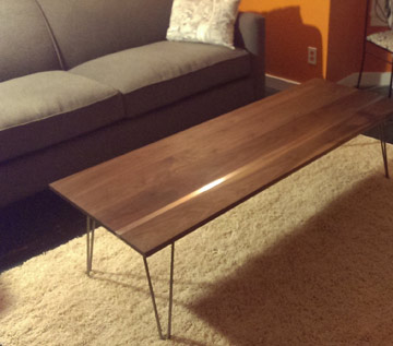 At home in NH, Collin Huston's new coffee table. Huston & Company custom furniture.