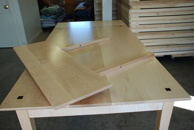 Table leaf for custom dining table at Huston & Company, Kennebunkport, Maine