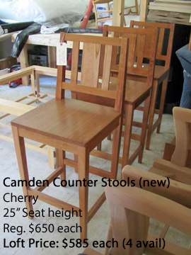Four Camden Counter Stools, 25" seat height, available now at Huston & Company