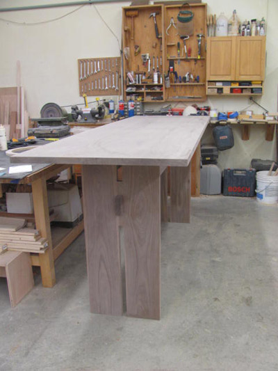 A custom table in progress at Huston and Company, custom furniture