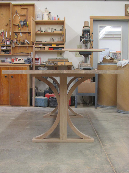 Handcrafted hardwood dining table, Maine, Gates Trestle, Huston
