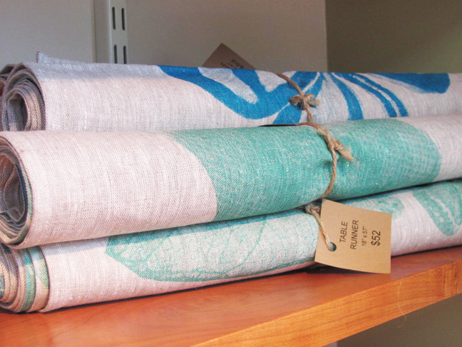 Table Runners, linen, at Huston and Company, Kennebunkport Maine