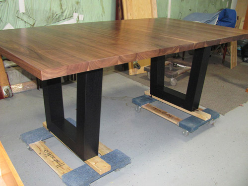 Stunning solid walnut extension table hand built at Huston and Company in Maine