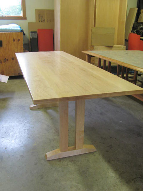 Solid maple dining table built in Kennebunkport, Maine by Huston and Company