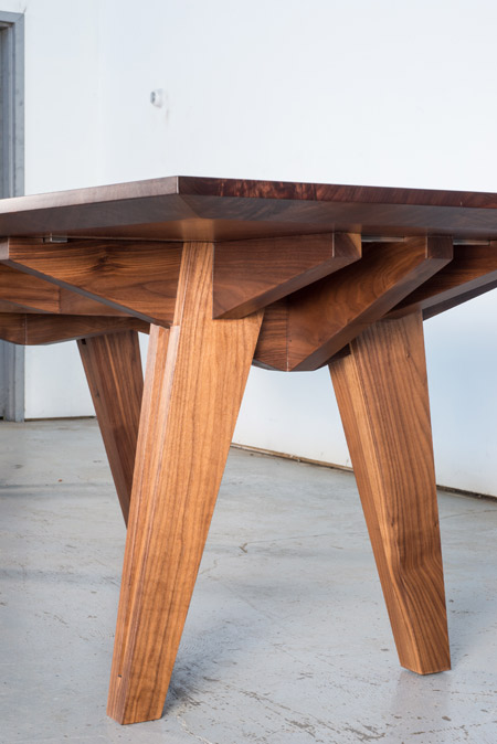 gorgeous table, handcrafted furniture, conference table, walnut, slab top, raging capital, huston and company, saer