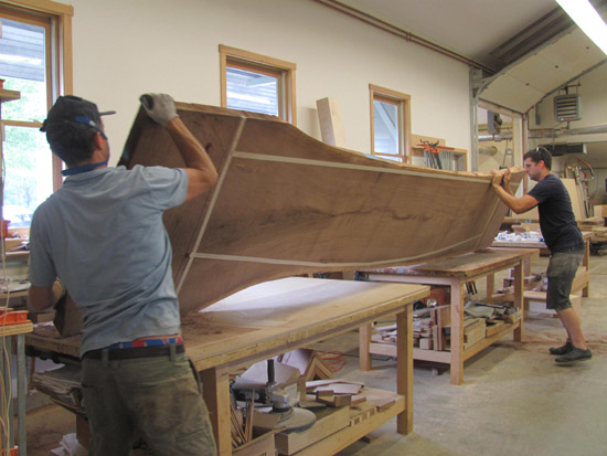 conference table, bookmatched, slab tabletop, walnut, huston and company, maine, kennebunkport, saer