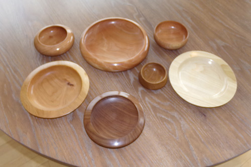 Wooden bowls, hand turned, Huston & Company, wood scraps, cherry, maple, walnut, Kennebunkport