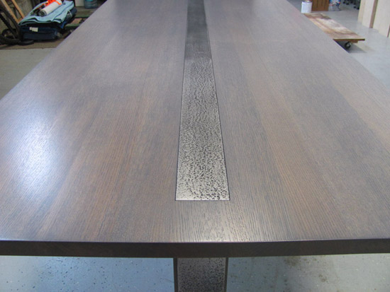 Karu Table, Huston, Kennebunkport, custom, handcrafted, steel and wood, dining table