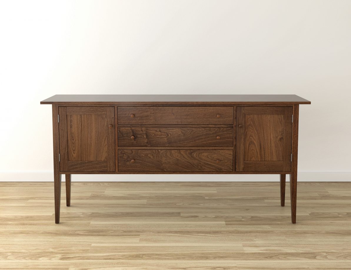 Camden sideboard, rendered in walnut.