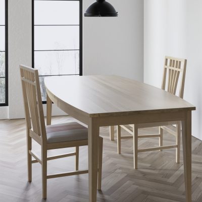 Camden Dining Table and York Side Chairs. Rendered in ash.