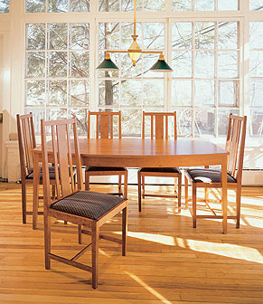 Camden Dining Table and Camden Side Chairs. Shown in cherry.