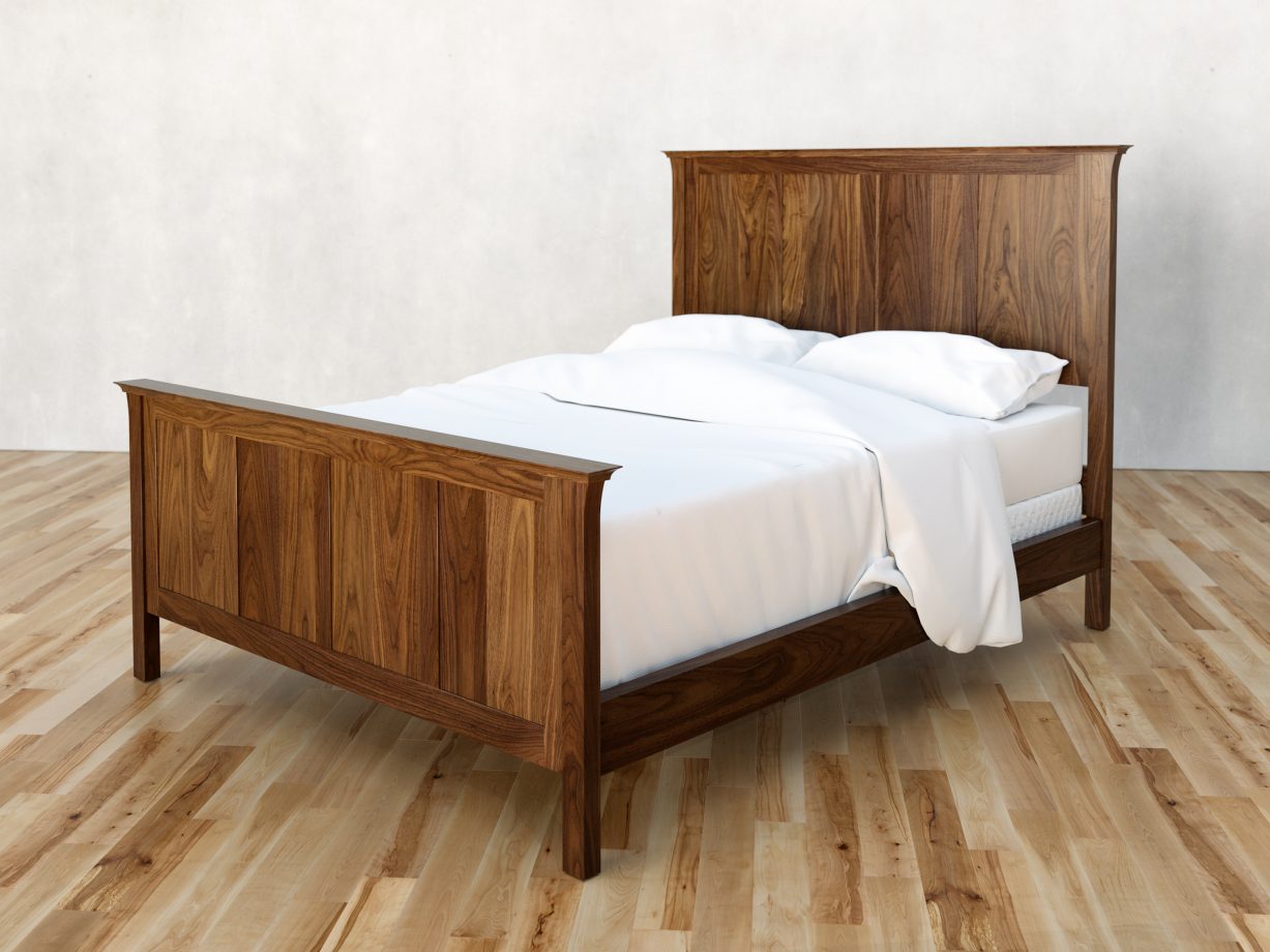 Cliff Island Bed. Rendered in walnut.