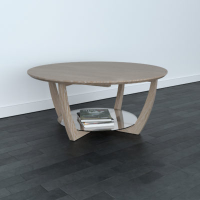 Curva Coffee Table. Rendered in white oak with Newton finish.