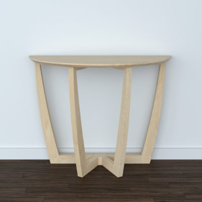 Curva Console Table, rendered in maple.