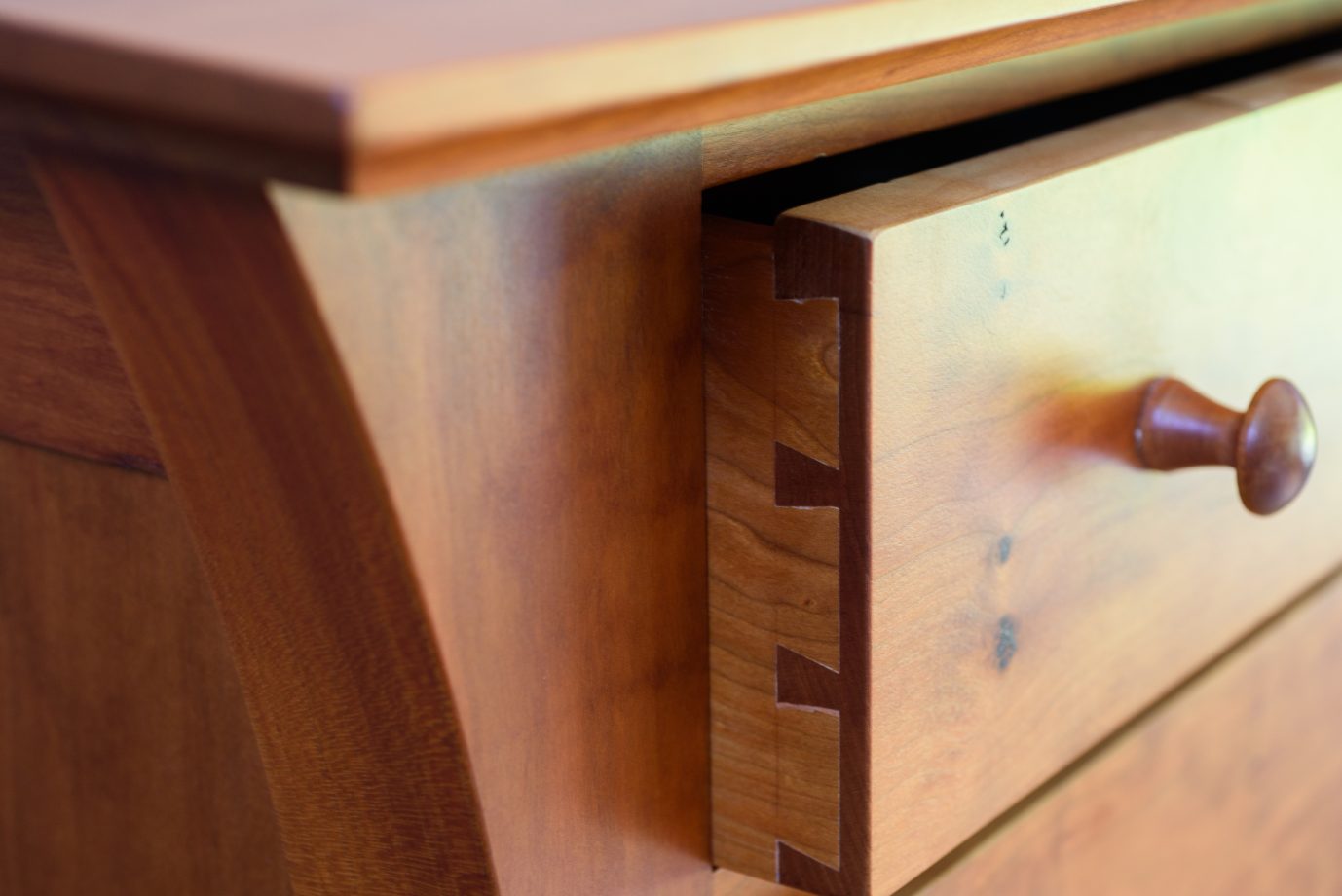 Davenport Chest, detail. Shown in cherry.