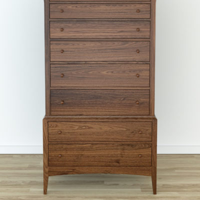 Davenport Tall Chest, rendered in walnut.