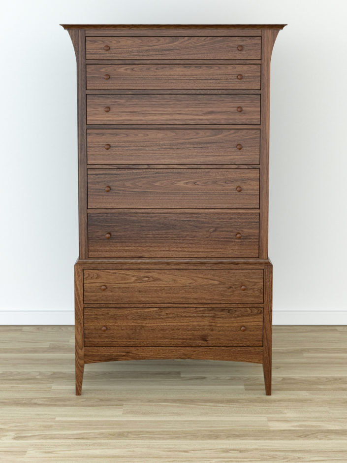 Davenport Tall Chest, rendered in walnut.