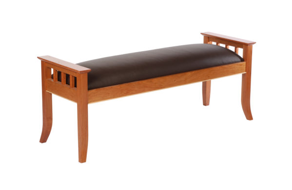 Dimarzio Bench. Shown in cherry with maple inlay and espresso leather.