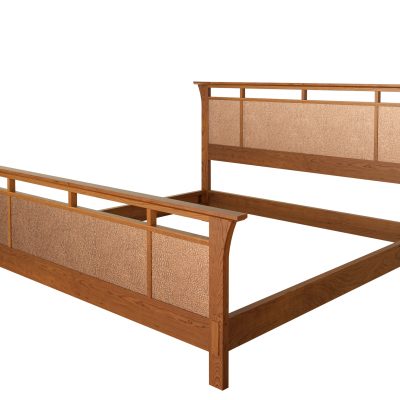 Duo Bed, king size. Rendered in cherry.