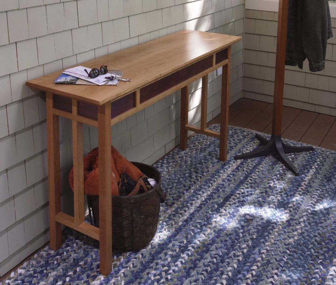 Duo Console Table, no drawer. Shown in cherry.