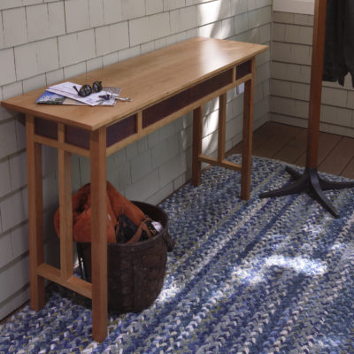 Duo Console Table, no drawer. Shown in cherry.