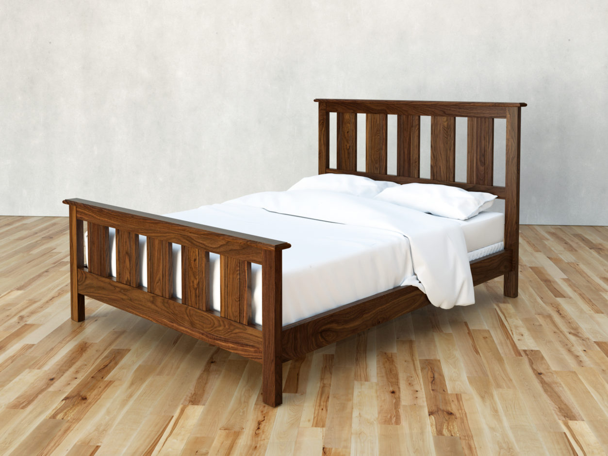 Kennebunk Slat Bed, rendered in walnut.