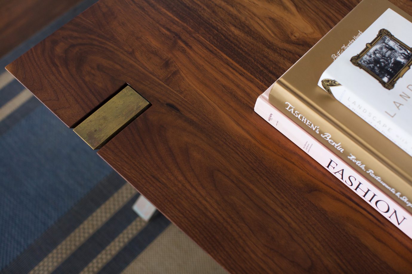 Newton Long Coffee Table detail. Walnut.