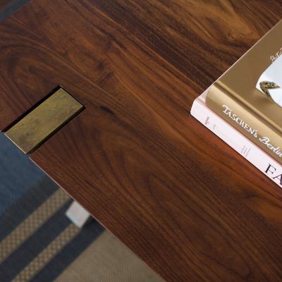 Newton Long Coffee Table detail. Walnut.