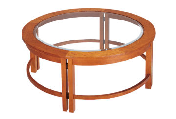 Prism Round Coffee Table, shown in cherry.