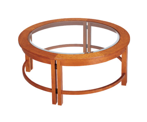 Prism Round Coffee Table, shown in cherry.