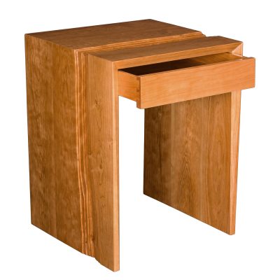 Rivers Waterfall End Table with Drawer. Shown in cherry.