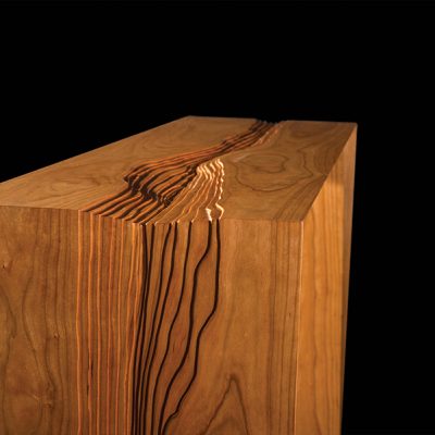 Rivers Waterfall Console Table, detail, cherry.