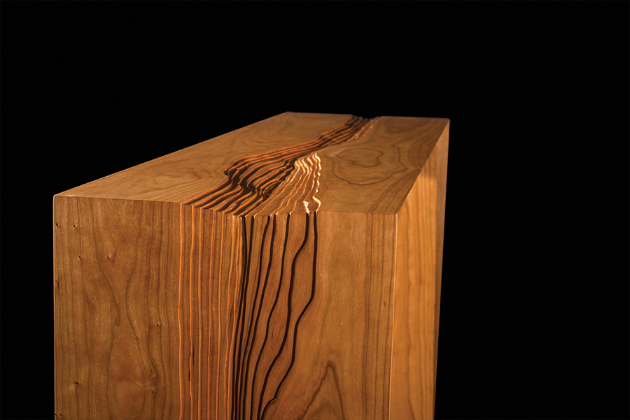 Rivers Waterfall Console Table, detail, cherry.