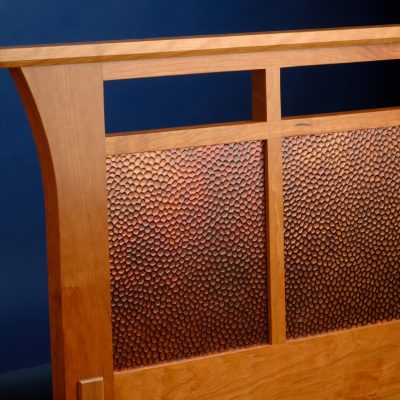 Duo Bed headboard detail. Shown in cherry.