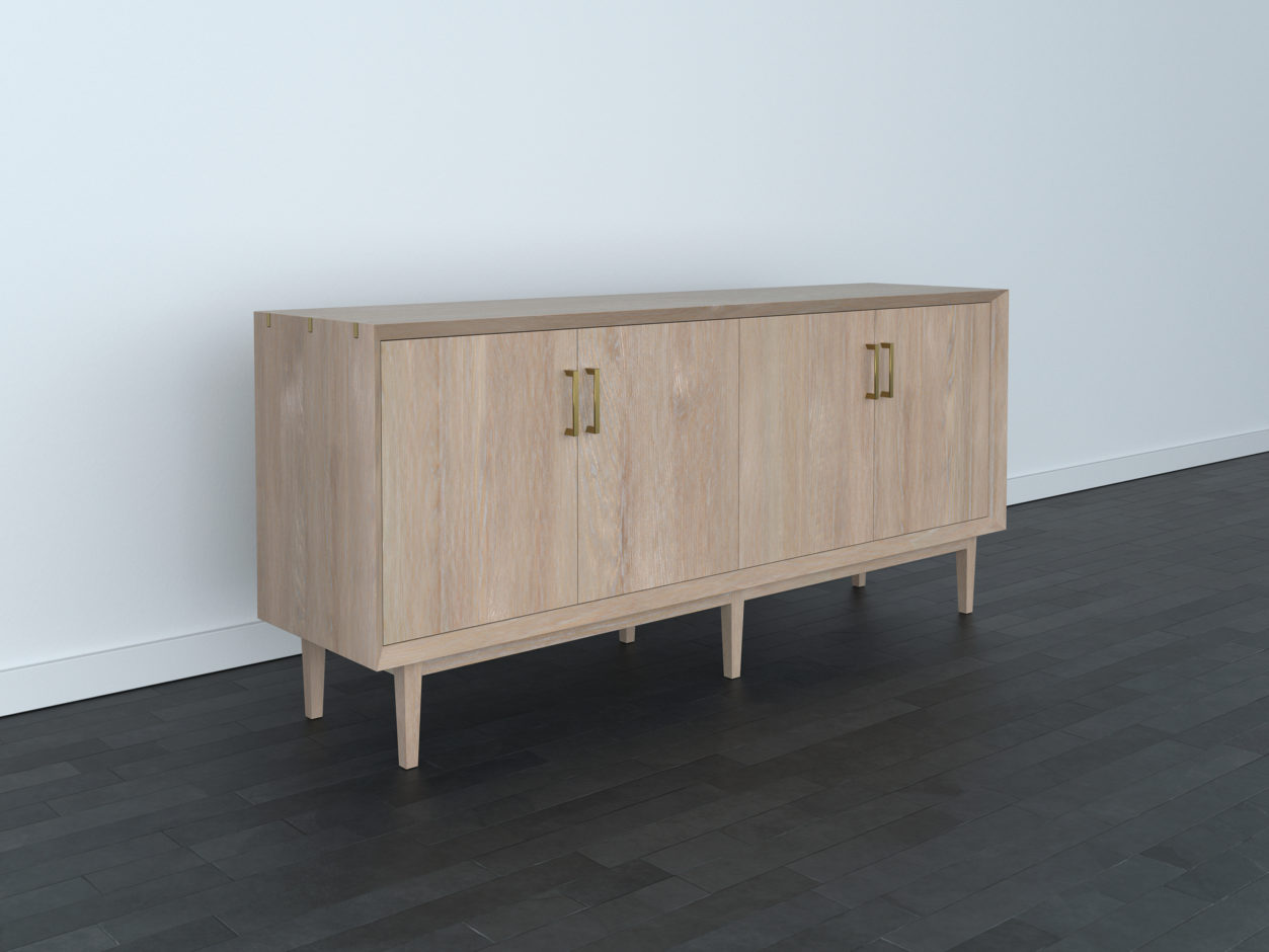 Newton Sideboard rendering. White oak with Newton finish.