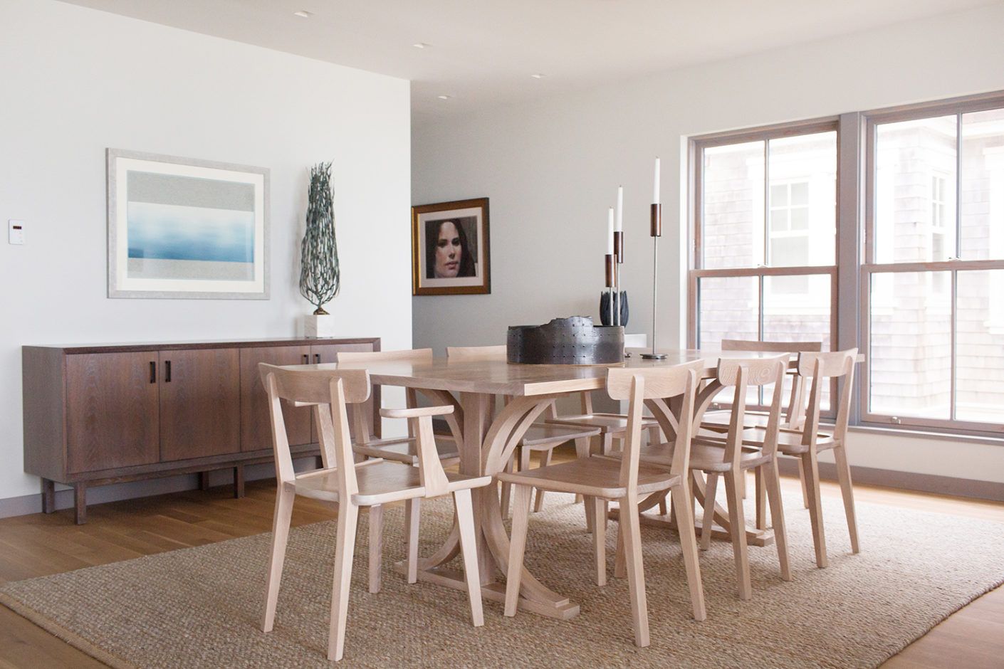 Shovel Chairs around a Gates Trestle Table - White Oak