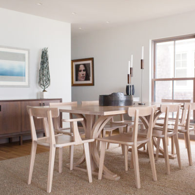 Shovel Chairs around a Gates Trestle Table - White Oak