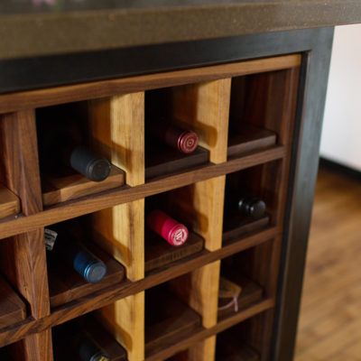 Built-in Wine Storage in Custom Metal Island