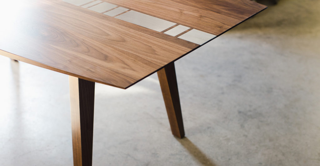 Custom Table with Bar-Code Inspired Inlay for Tyler Karu