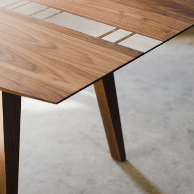 Custom Table with Bar-Code Inspired Inlay for Tyler Karu